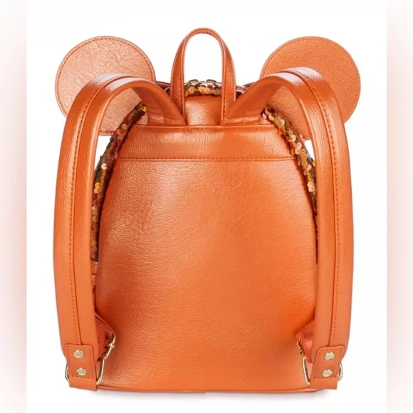 Disney Loungefly Backpack - Minnie Sequined - Peach Punch NWT - Picture 3 of 6